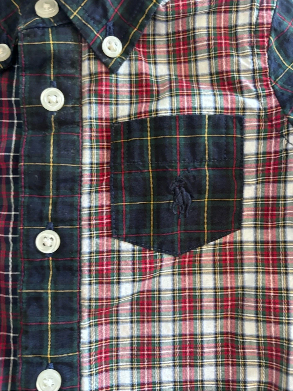 RALPH LAUREN Plaid Cotton Poplin Fun Coverall Polo Button Down Size 6 Months